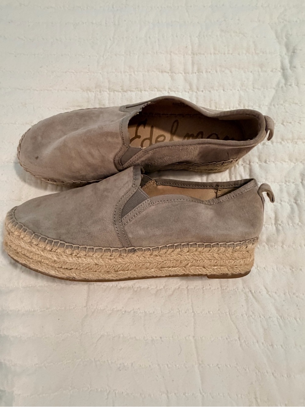 Sam Edelman Taupe Suede Espadrille Platform Slip-On
